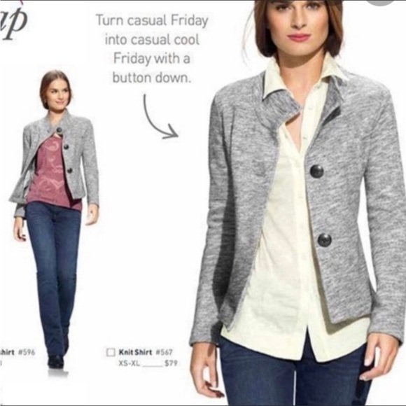 CAbi Jackets & Blazers - CAbi Heather Gray Hourglass Style Fleece SweatShirt Hi-Low Jacket XL